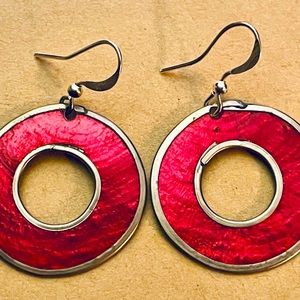 Capiz Shell Earrings by Culture Mix - Magenta Pink (Small)